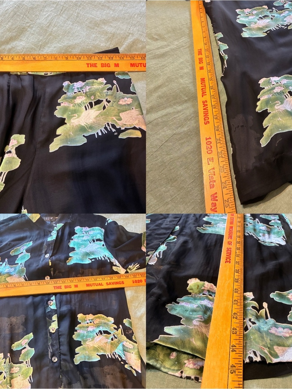 Citron Santa Monica Silk Blend Duster Top & Pants Crane Print Medium - Picture 16 of 16